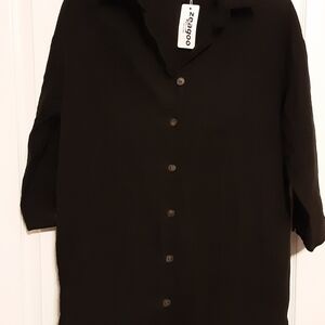 Zeagoo Men's Classic Black Button Down Shirt